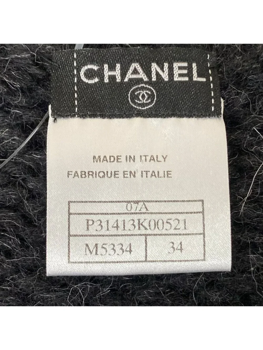 Chanel Cardigan S Dark Gray Dark Navy Three Quarter Sleeve Long Length Wool